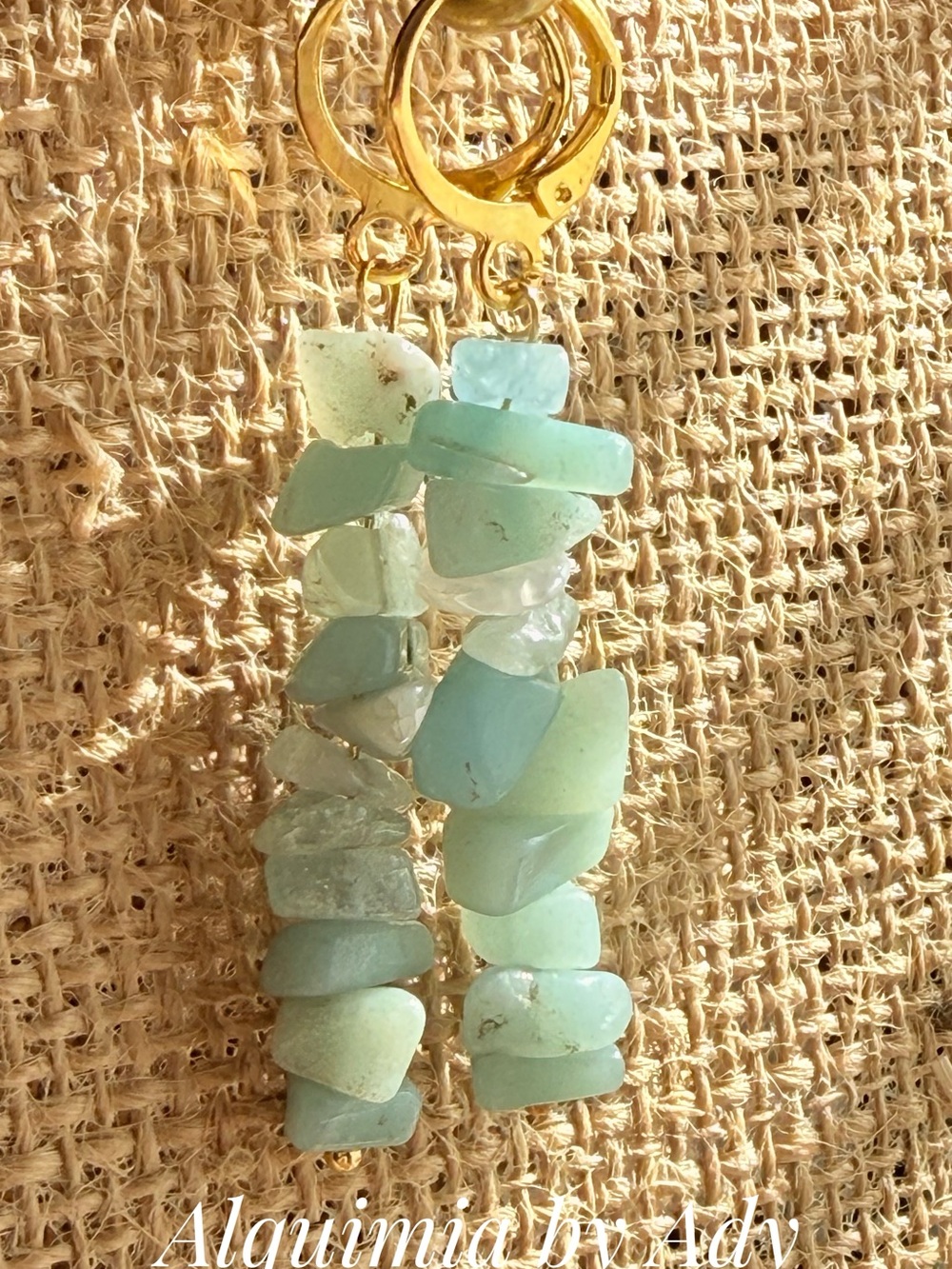 Alquimia Mint and Pale Aqua Sea Glass Drop Earrings with Gold Hoops